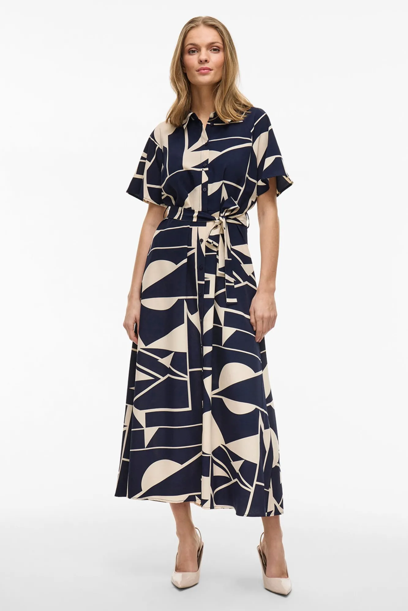 Mujer Vila Vestidos>Vestido camisero anudado midi