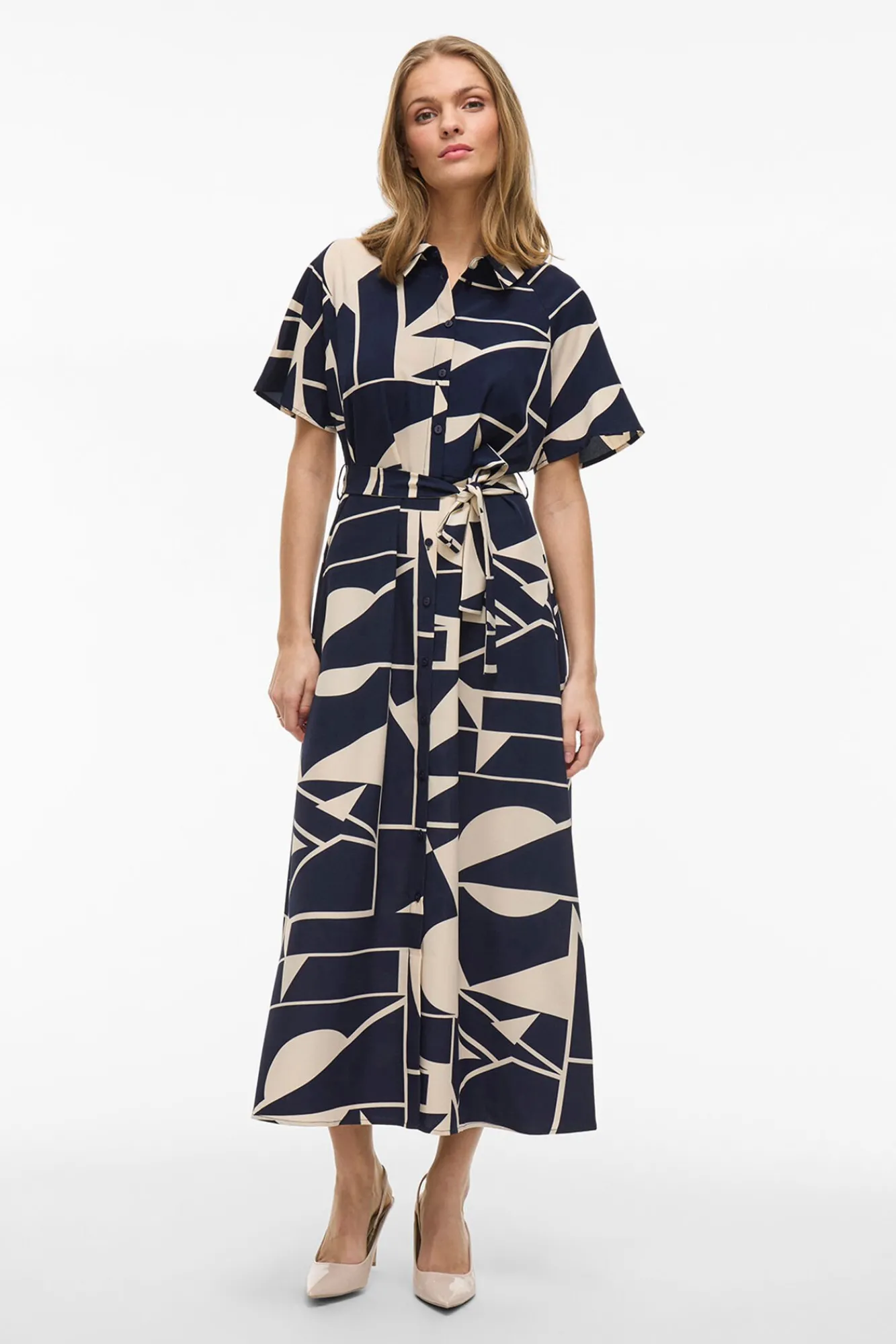 Mujer Vila Vestidos>Vestido camisero anudado midi