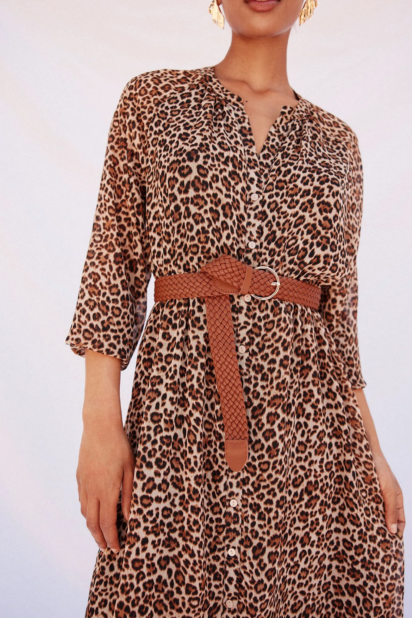 Mujer Cortefiel Vestidos>Vestido camisero estampado cinturón