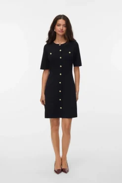 Mujer Vero Moda Vestidos>Vestido corto de punto y botones dorados