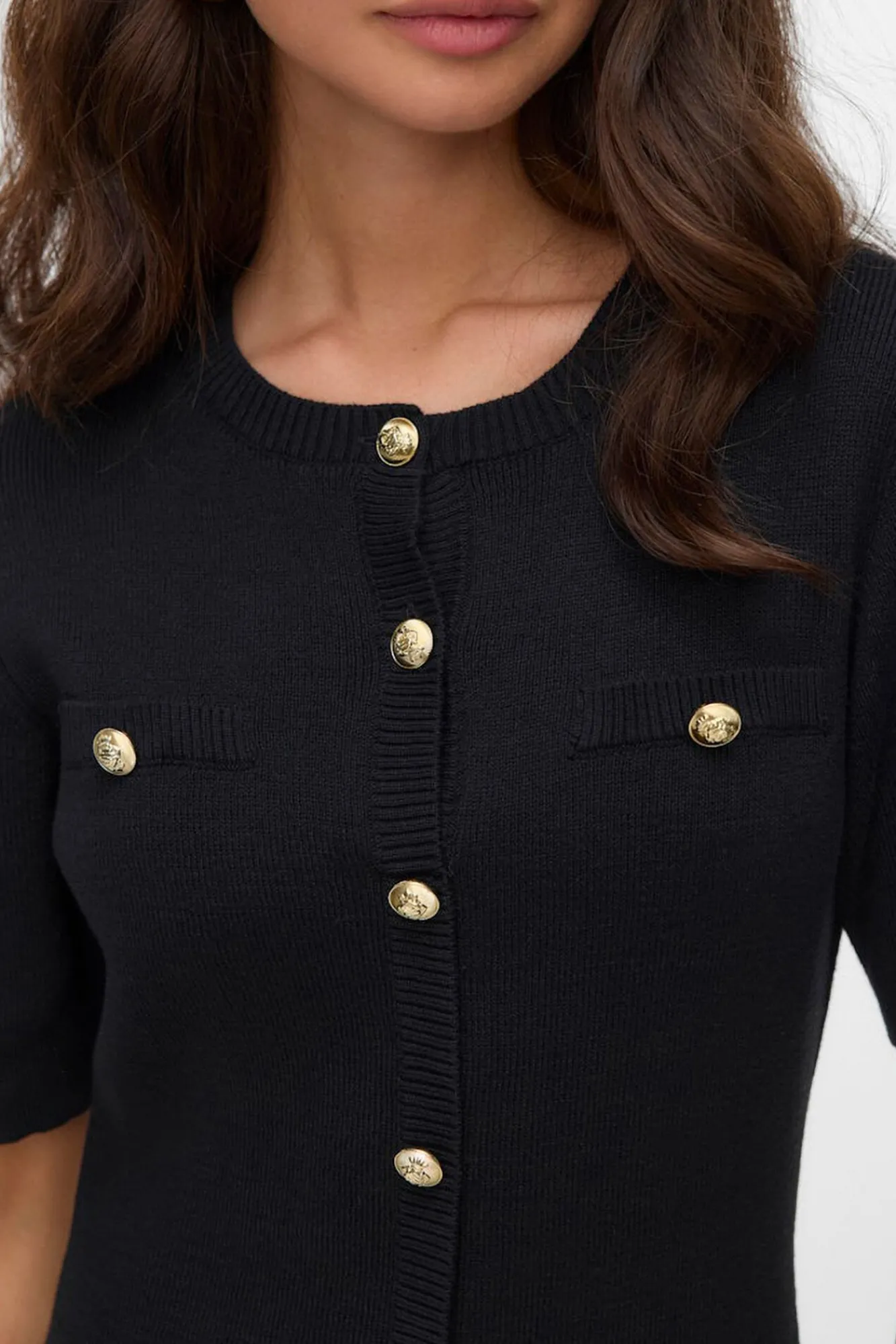 Mujer Vero Moda Vestidos>Vestido corto de punto y botones dorados