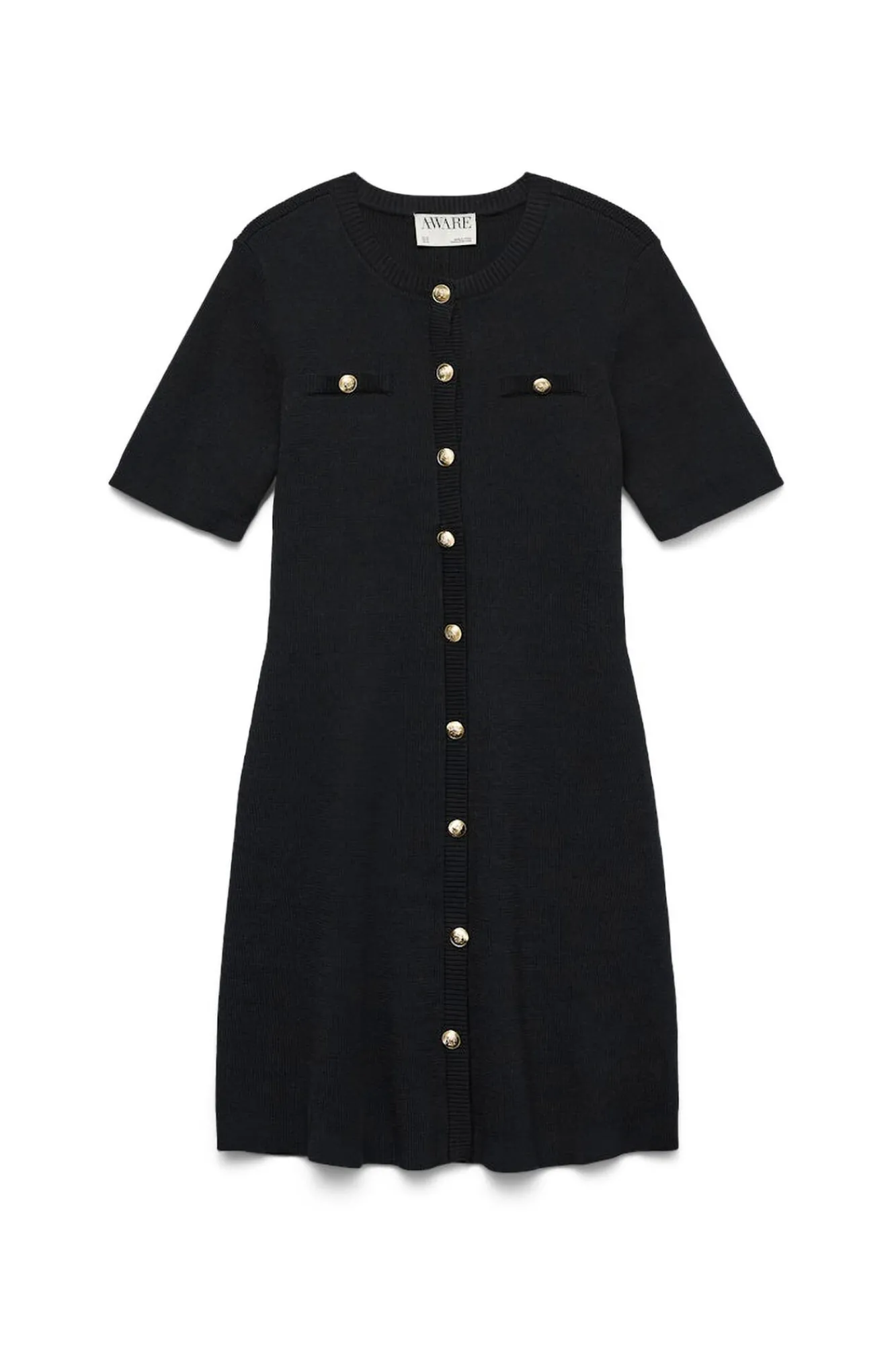 Mujer Vero Moda Vestidos>Vestido corto de punto y botones dorados