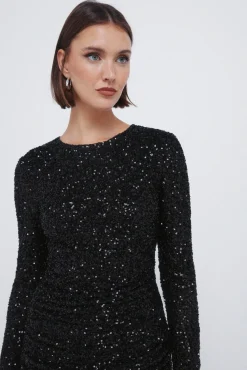 Mujer Springfield Vestidos>Vestido corto drapeado lentejuelas