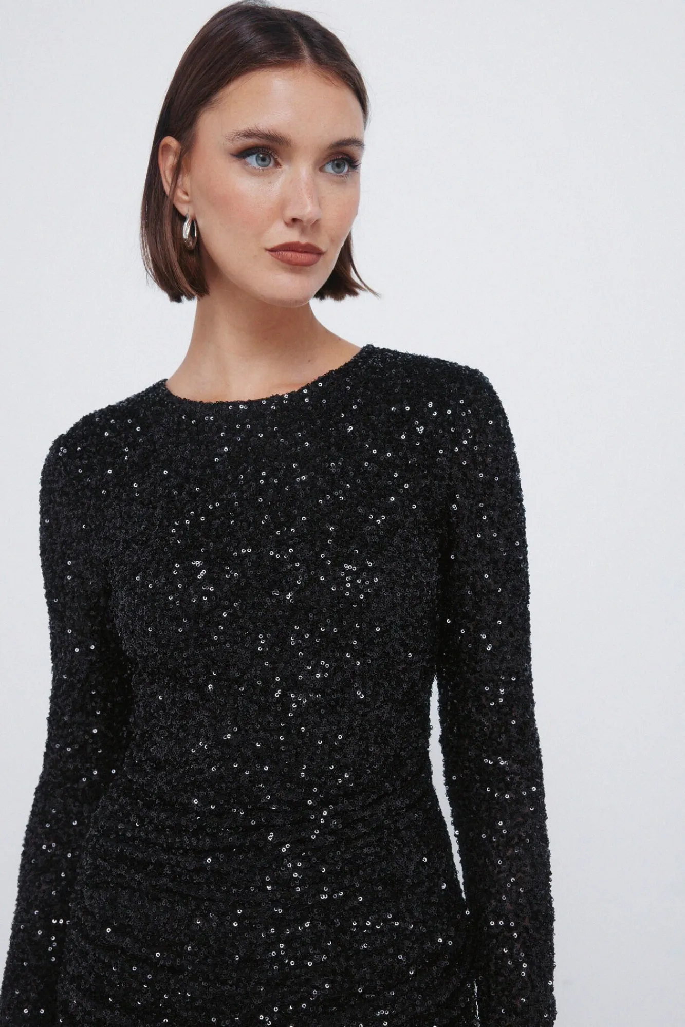 Mujer Springfield Vestidos>Vestido corto drapeado lentejuelas