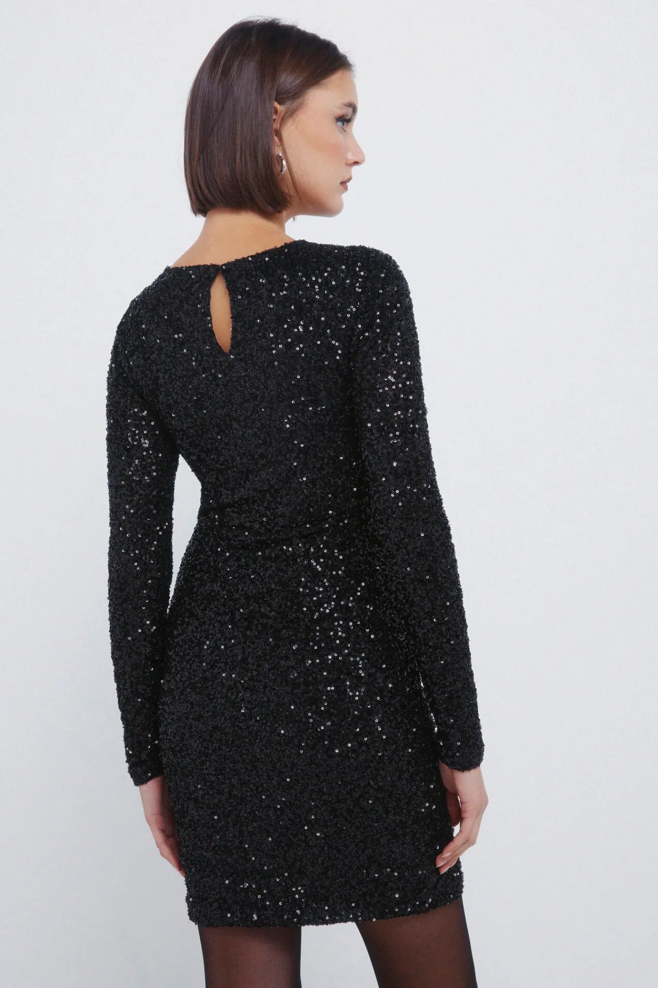 Mujer Springfield Vestidos>Vestido corto drapeado lentejuelas