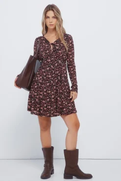 Mujer Springfield Vestidos>Vestido corto escote lazos estampado