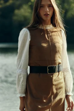 Mujer Springfield Vestidos>Vestido corto evasé antelina