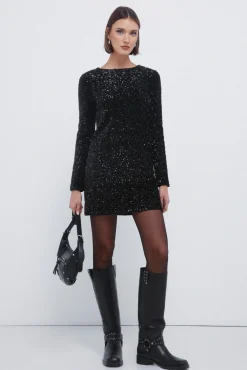 Mujer Springfield Vestidos>Vestido corto lentejuelas