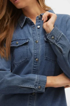 Mujer Vero Moda Vestidos>Vestido corto vaquero manga larga