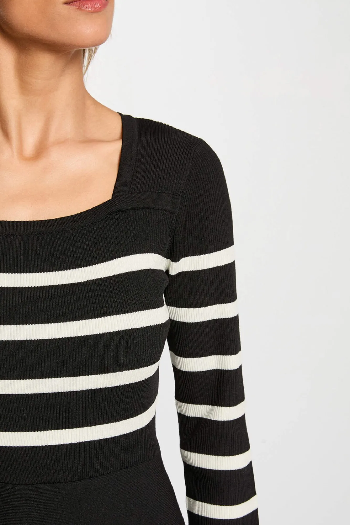 Mujer Morgan Vestidos>Vestido de punto tipo trapecio a rayas