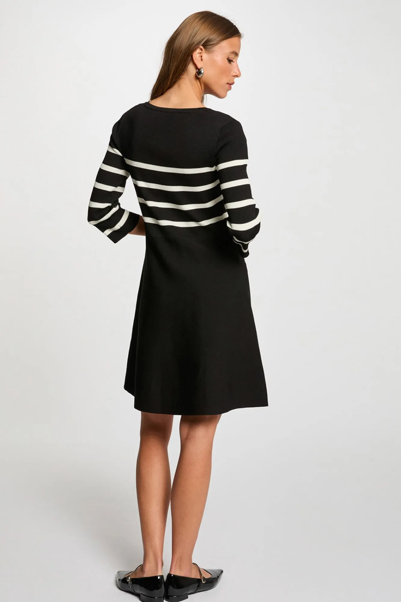 Mujer Morgan Vestidos>Vestido de punto tipo trapecio a rayas