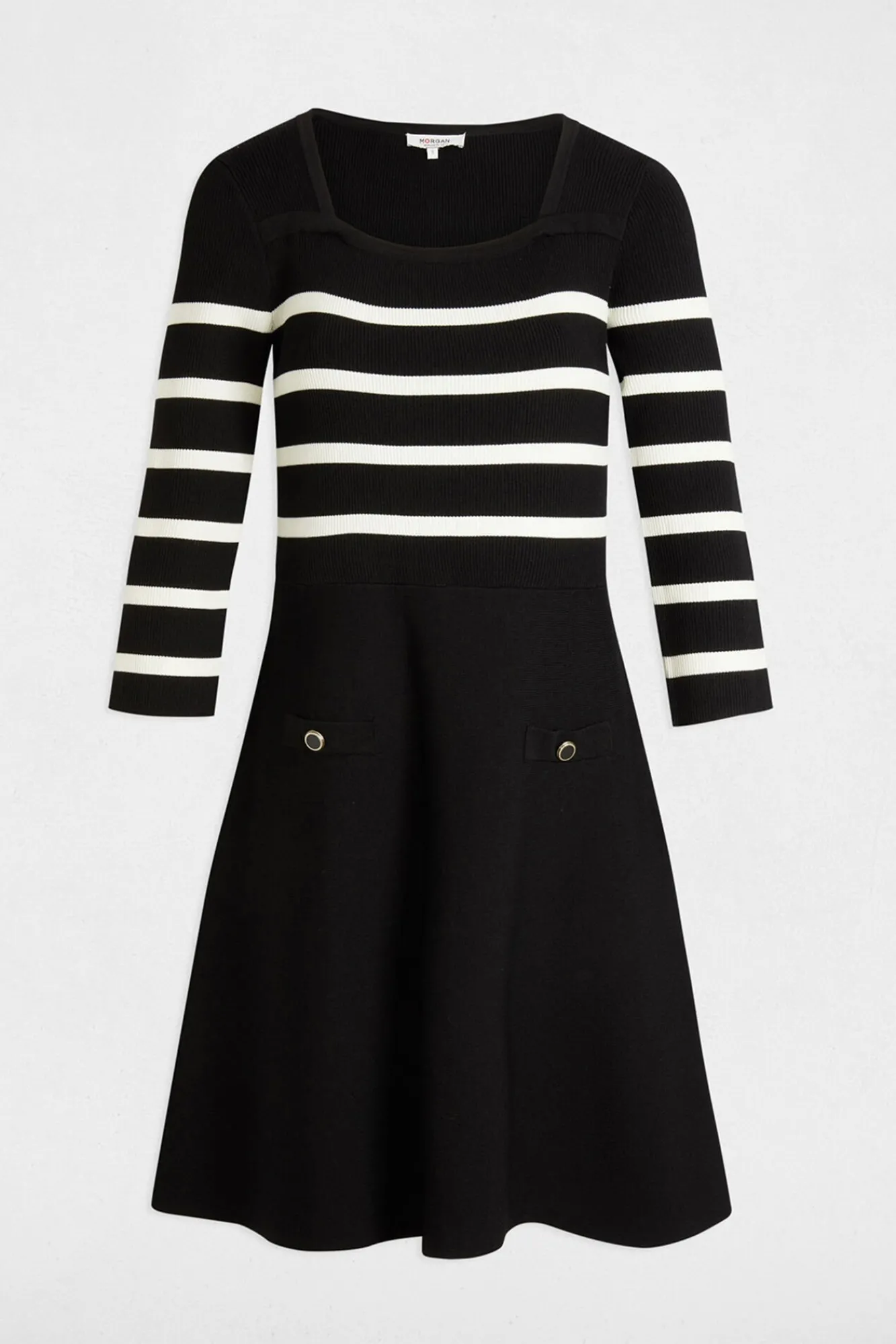 Mujer Morgan Vestidos>Vestido de punto tipo trapecio a rayas