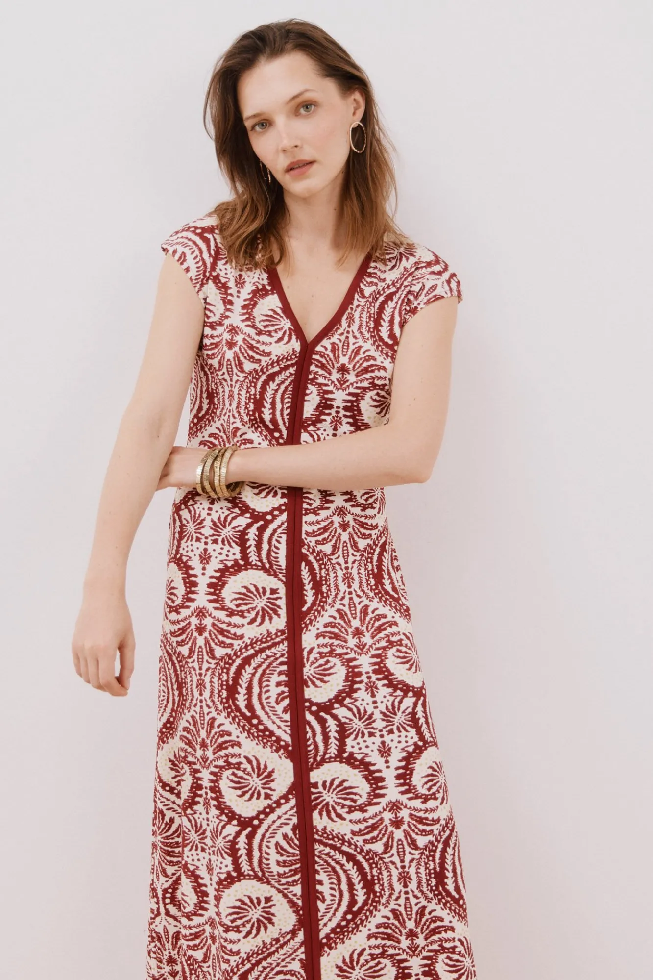 Mujer Cortefiel Vestidos>Vestido escote pico contraste