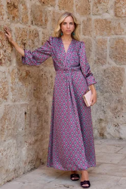 Mujer Polín Et Moi Vestidos>Vestido estampado Berenjena