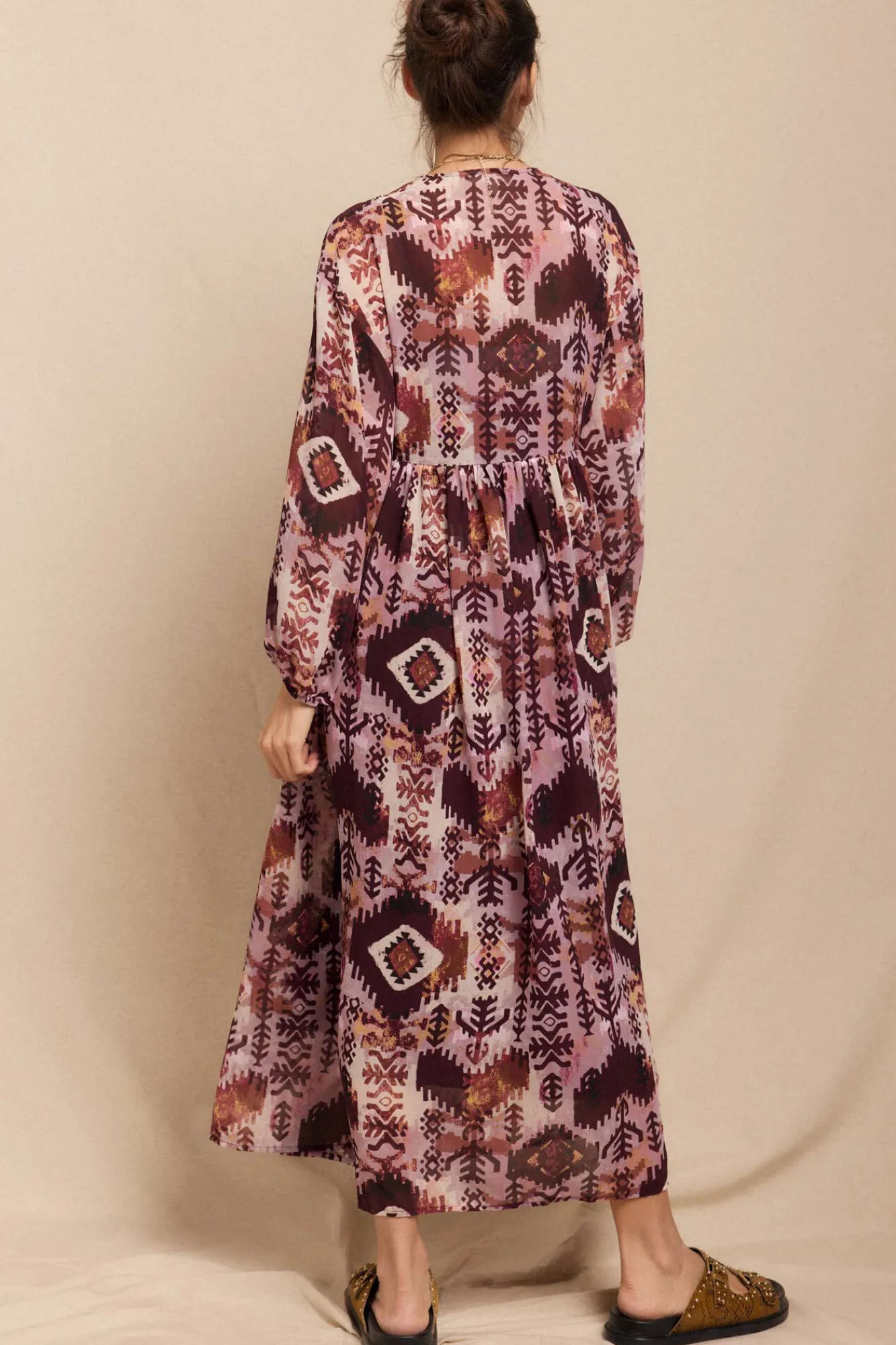 Mujer Slowlove Vestidos>Vestido fluido estampado bordado