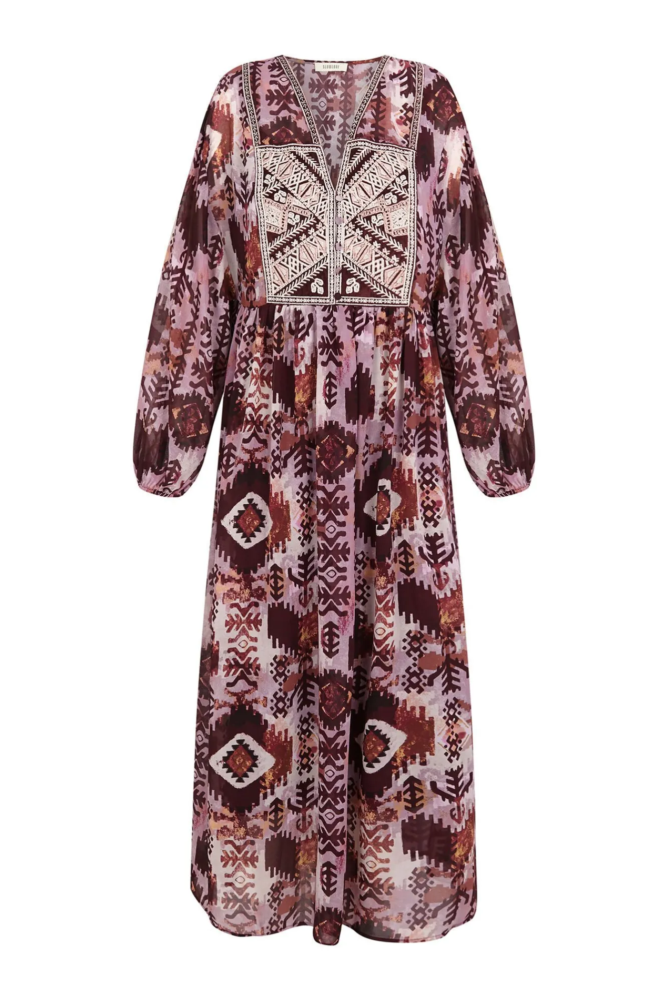 Mujer Slowlove Vestidos>Vestido fluido estampado bordado