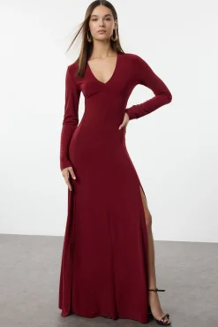 Mujer Trendyol Vestidos>Vestido largo con escote en V