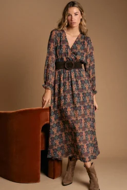 Mujer Polín Et Moi Vestidos>Vestido largo estampado esmeralda