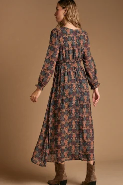 Mujer Polín Et Moi Vestidos>Vestido largo estampado esmeralda