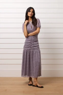 Mujer Silbon Vestidos>Vestido largo fruncido estampado