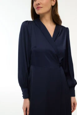 Mujer Vila Vestidos>Vestido midi cruzado satinado