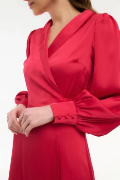 Mujer Vila Vestidos>Vestido midi cruzado satinado