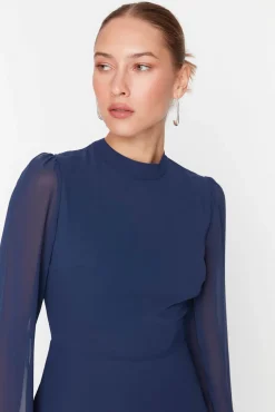 Mujer Trendyol Vestidos>Vestido midi de cuellto alto