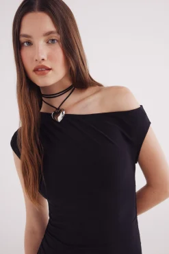 Mujer Springfield Vestidos>Vestido midi escote asimétrico