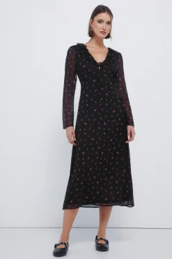 Mujer Springfield Vestidos>Vestido midi escote zigzag