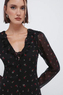 Mujer Springfield Vestidos>Vestido midi escote zigzag