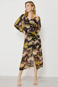 Mujer Vila Vestidos>Vestido midi estampado con lúrex