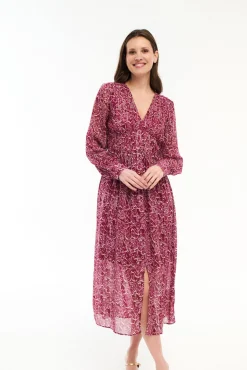 Mujer Vila Vestidos>Vestido midi estampado con lúrex