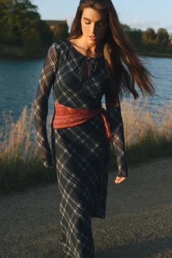 Mujer Springfield Vestidos>Vestido midi gasa cuadros