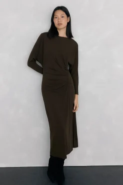 Mujer Pedro del Hierro Vestidos>Vestido midi manga larga punto fruncido