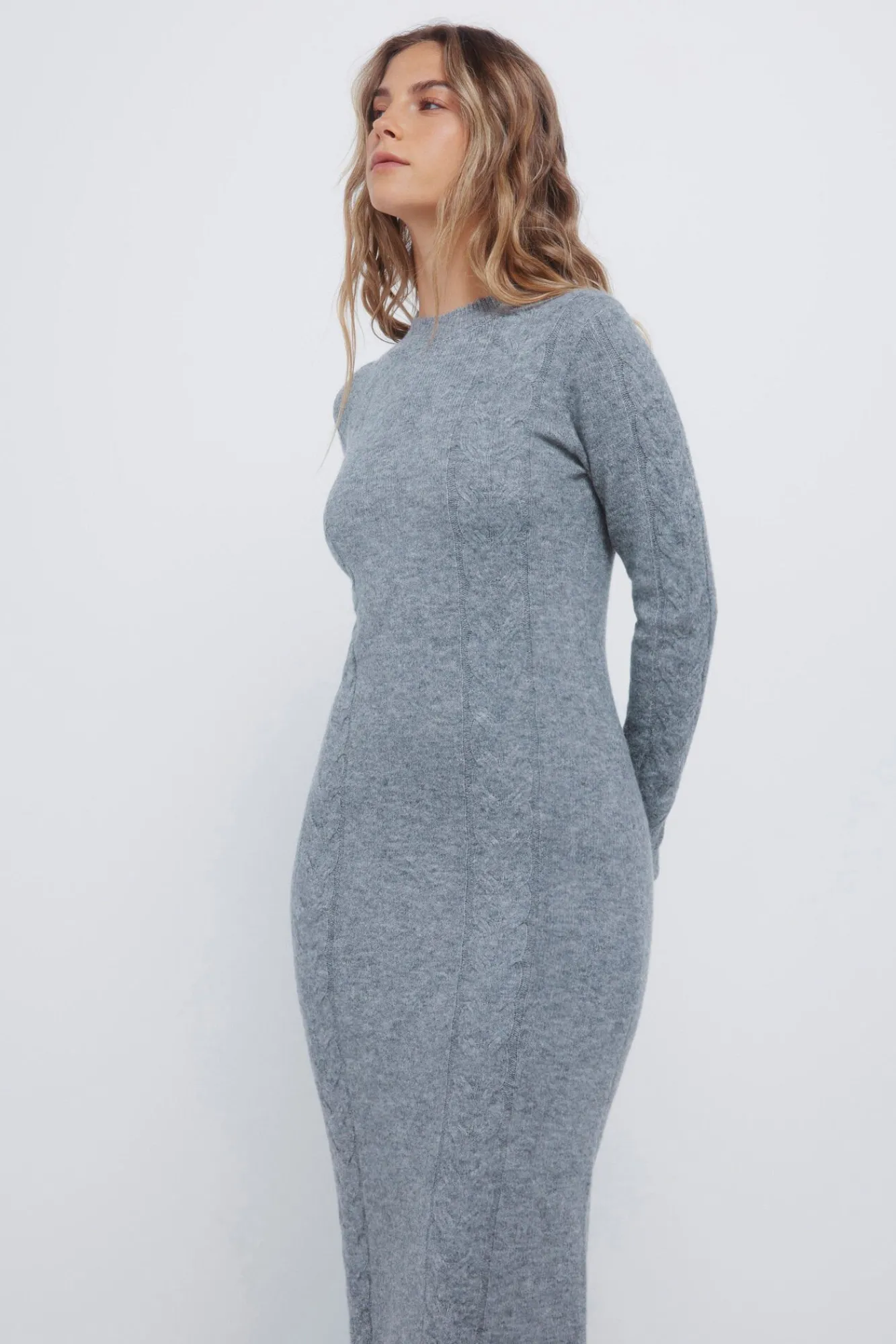 Mujer Springfield Vestidos>Vestido midi punto cable knit