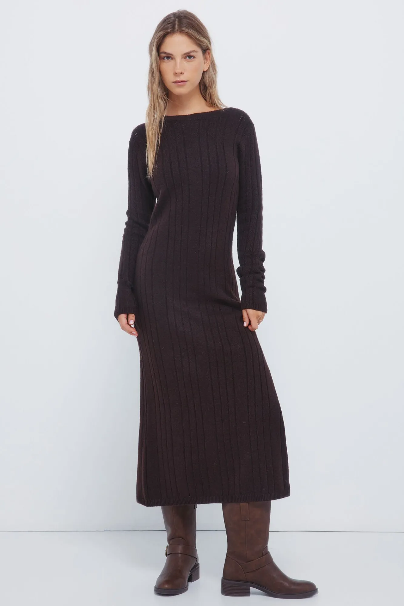 Mujer Springfield Vestidos>Vestido midi punto pointelle