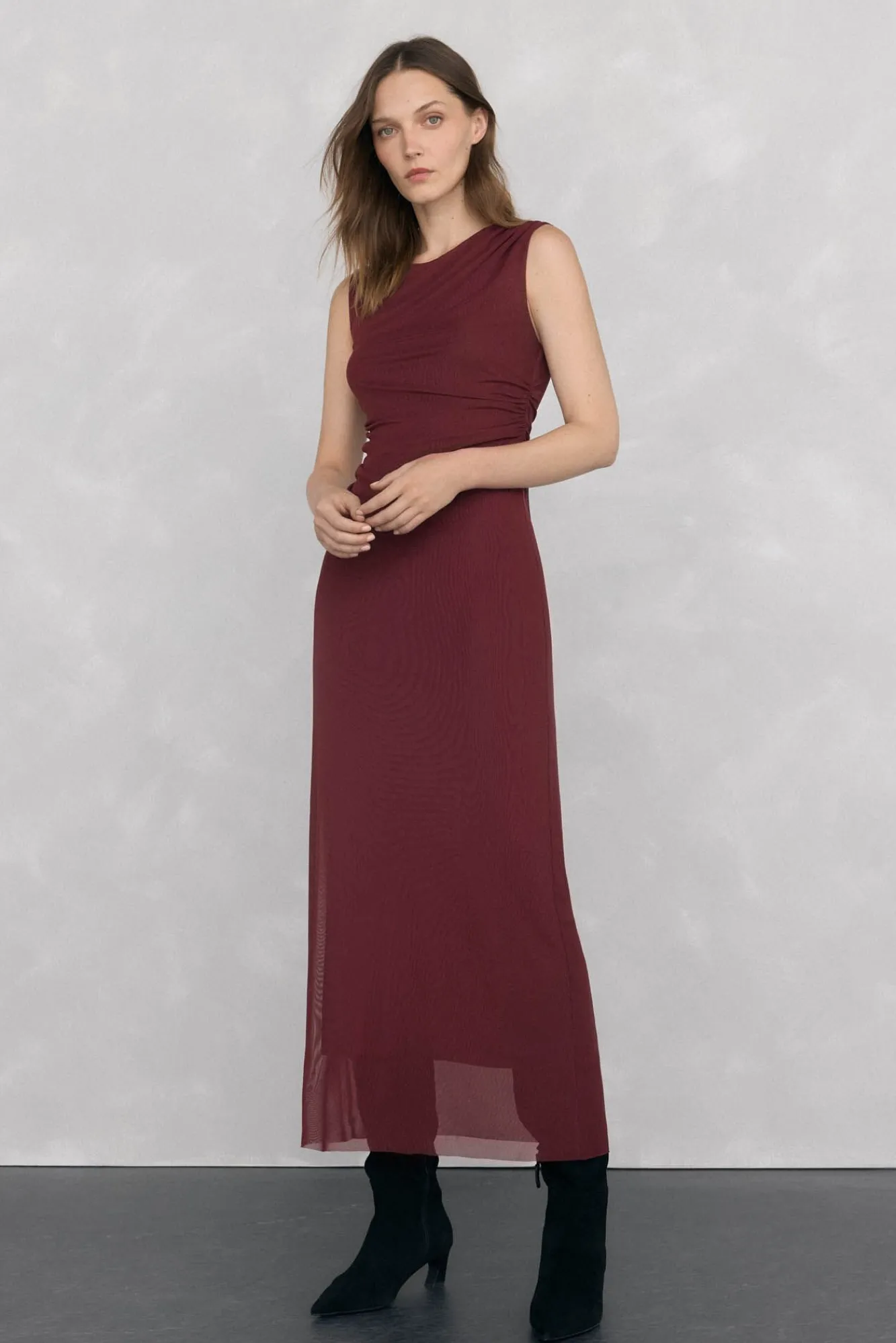 Mujer Pedro del Hierro Vestidos>Vestido midi recto frunces tul