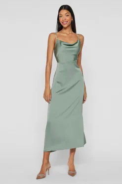 Mujer Vila Vestidos>Vestido midi satinado