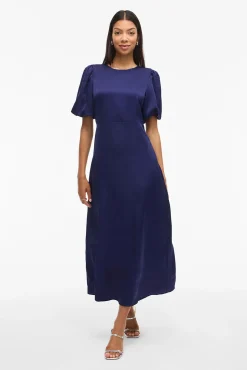 Mujer Vila Vestidos>Vestido midi satinado de fiesta