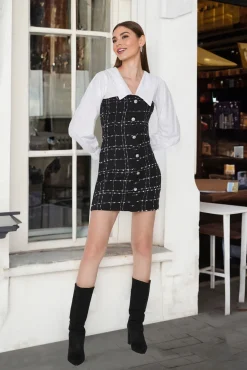 Mujer Trendyol Vestidos>Vestido mini cuello camisero