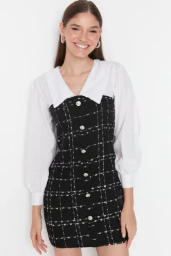 Mujer Trendyol Vestidos>Vestido mini cuello camisero