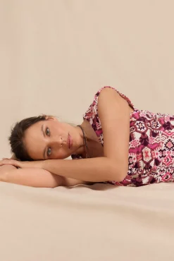 Mujer Slowlove Vestidos>Vestido punto estampado frunce