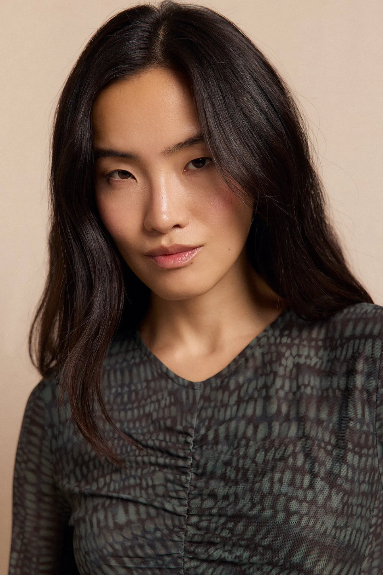 Mujer Slowlove Vestidos>Vestido punto estampado frunce