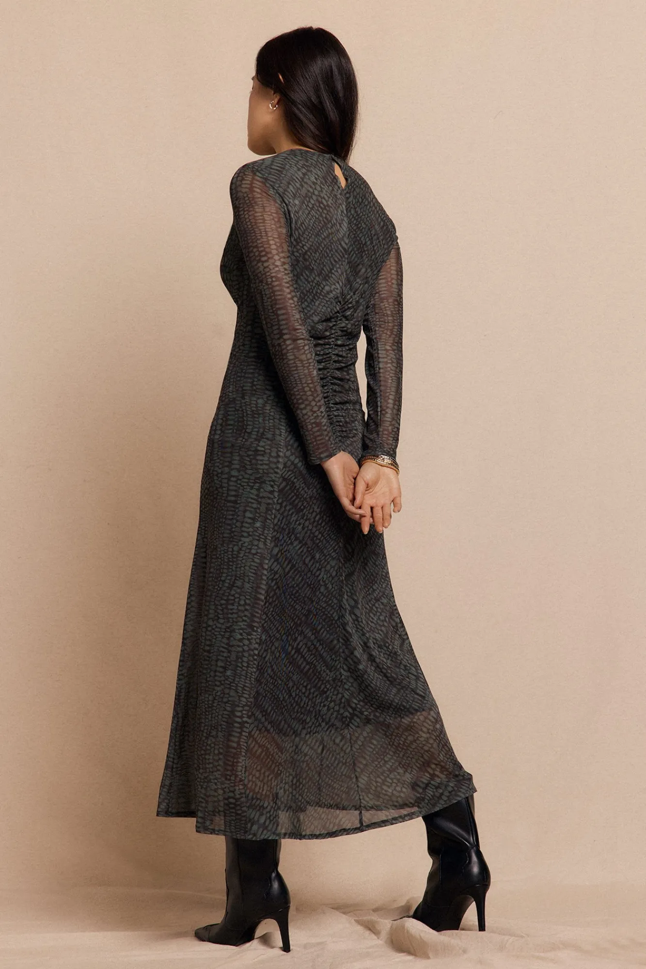 Mujer Slowlove Vestidos>Vestido punto estampado frunce