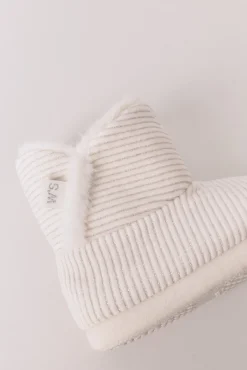 Mujer Women'secret Zapatillas Casa>Zapatillas casa bota canalé blanco lurex