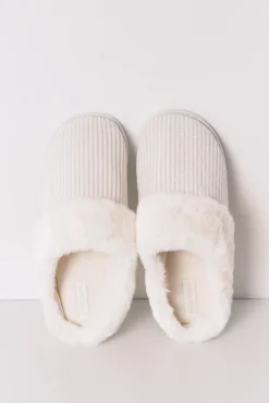 Mujer Women'secret Zapatillas Casa>Zapatillas casa canalé pelo blanco lurex