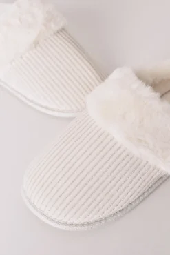 Mujer Women'secret Zapatillas Casa>Zapatillas casa canalé pelo blanco lurex