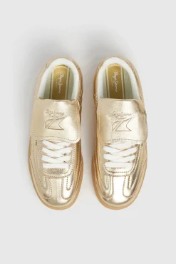 Mujer Pepe Jeans Zapatillas|Calzado Piel>Zapatillas De Piel Metalizadas